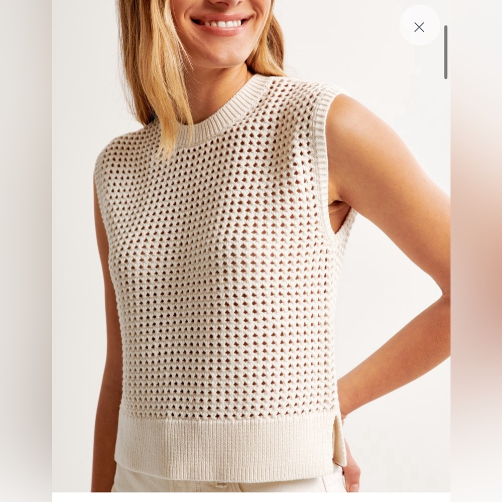 Abercrombie & Fitch crochet style shell top sleeveless mesh sweater